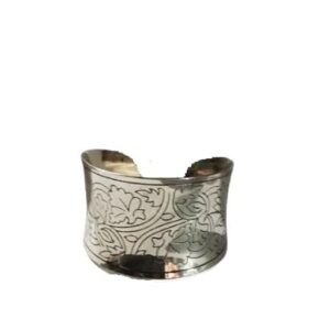 Brass-Cuff-Bracelet-Silver-Antiqque-with-Floral-Etched-Design-Free-Size