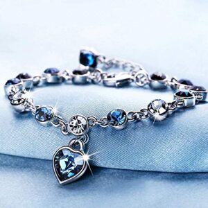 Rhodium-Plated-Antique-Blue-charm-Bracelet-for-Girls