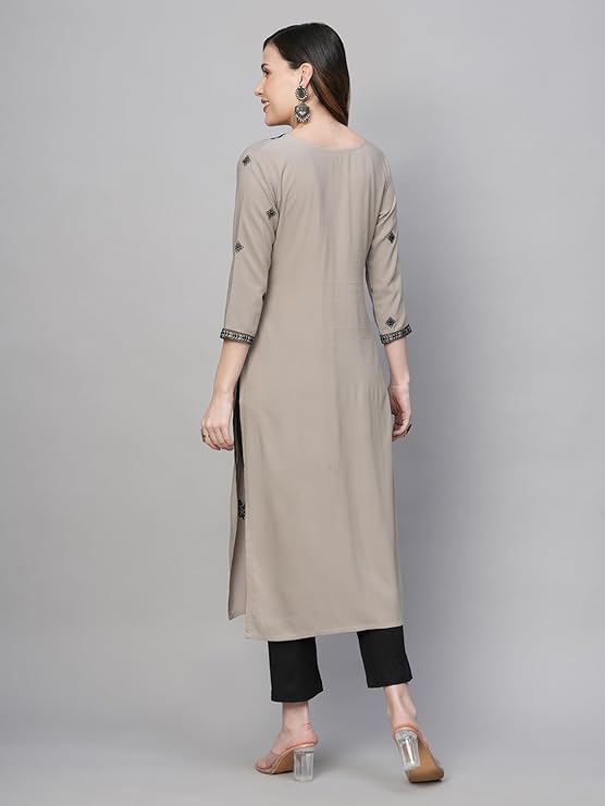 Rayon-Straight-Lucknowi-Chikankari-Ethnic-Wear-Kurta-for-Women