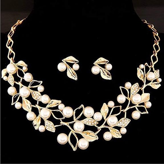 Jewellery-Sets-for-Women-Stylish-Latest-Pearl-Studded-Choker-Necklace-Jewellery-set-with-Earrings