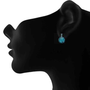 Rhodium-Plated-Alluring-Aqua-Blue-Stud-Earrings