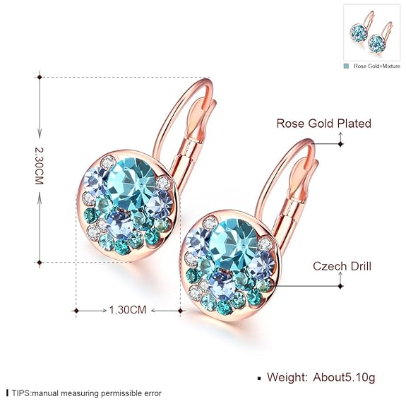 Earrings-For-Women-&-Girls|-Fashion-Blue-Crystal-Stone-Radiant-Clip-On-Drop-Earring
