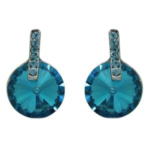 Rhodium-Plated-Alluring-Aqua-Blue-Stud-Earrings